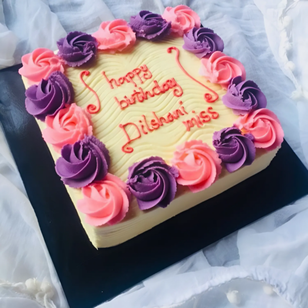 Ribbon Cake with Floral Design