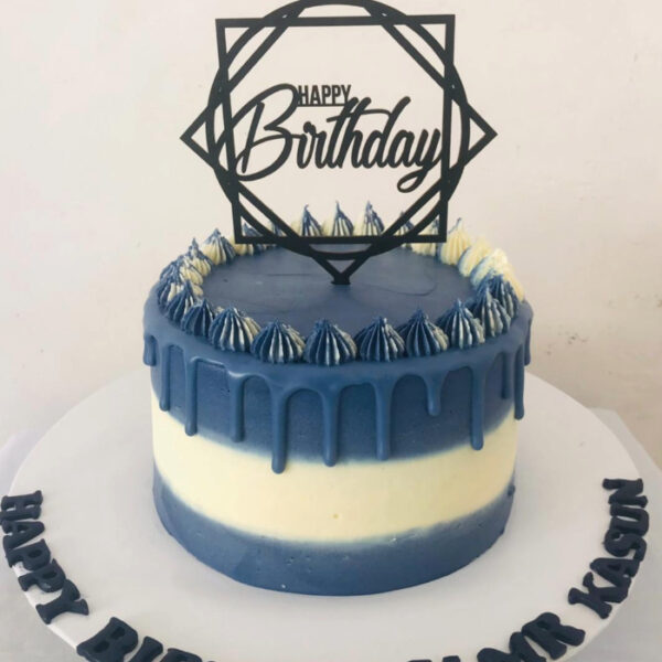 Elegant Blue Drip Butter Cake