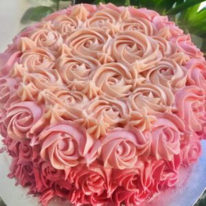 Pink Ombre Rose Cake