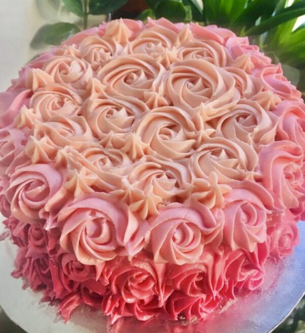 Pink Ombre Rose Cake