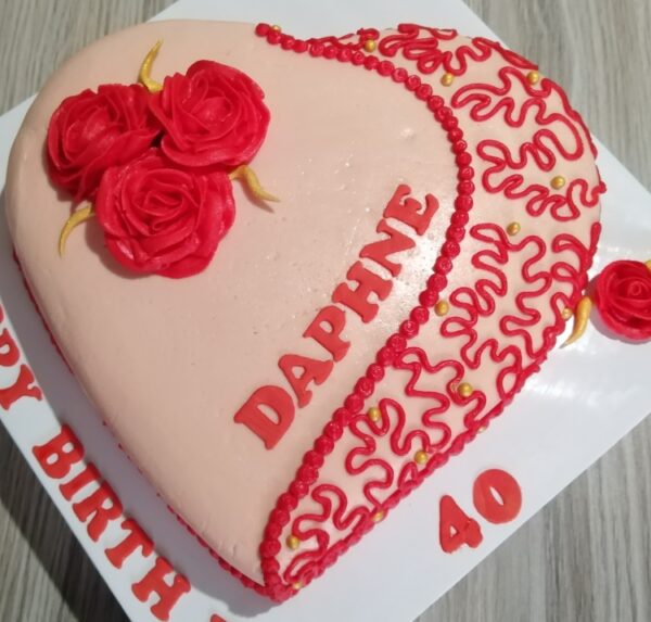 Heart-Shaped Vanilla Cake with Butter Icing