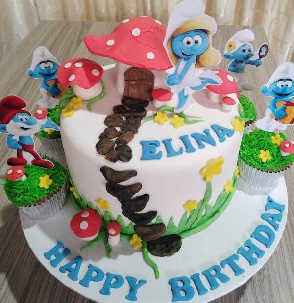 Smurff Theme Cake