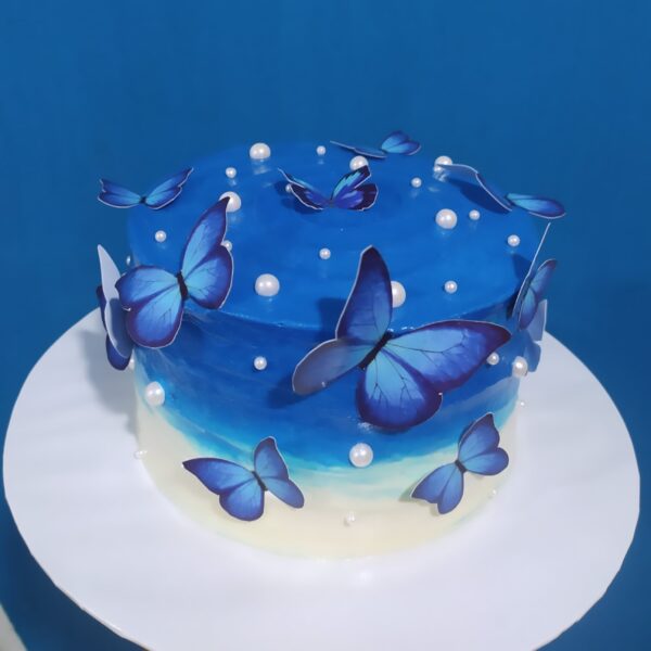 Blue Butterfly Theme Cake