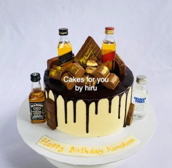 Choco and Liquor Bottles Drip Cake