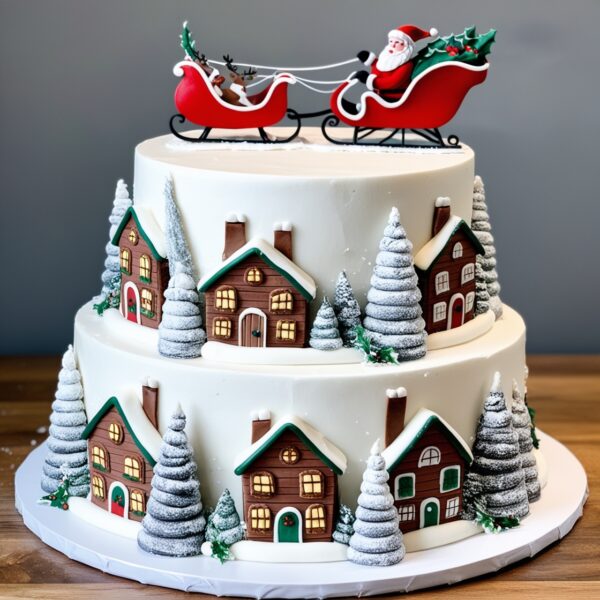 Enchanted Christmas Village Cake