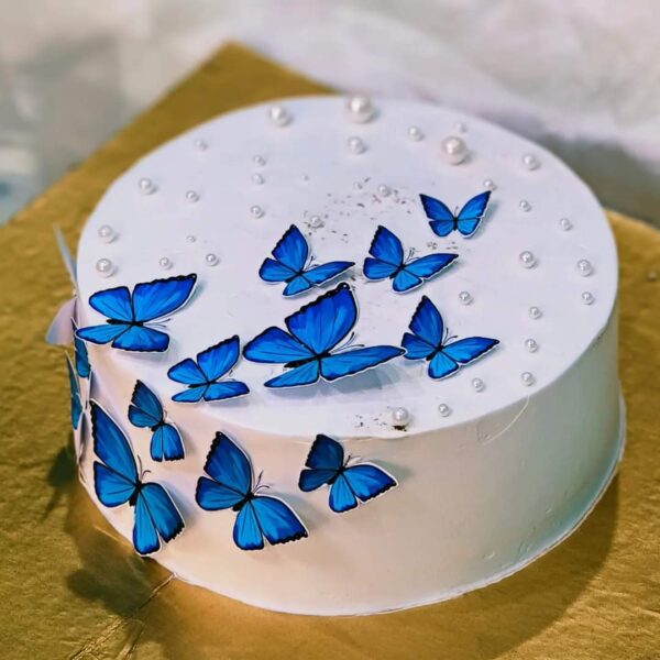 1kg Chocolate Buttercream Cake with Blue Butterfly Toppers
