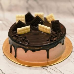 1kg Chocolate Drip Cake with White Chocolate Toppers