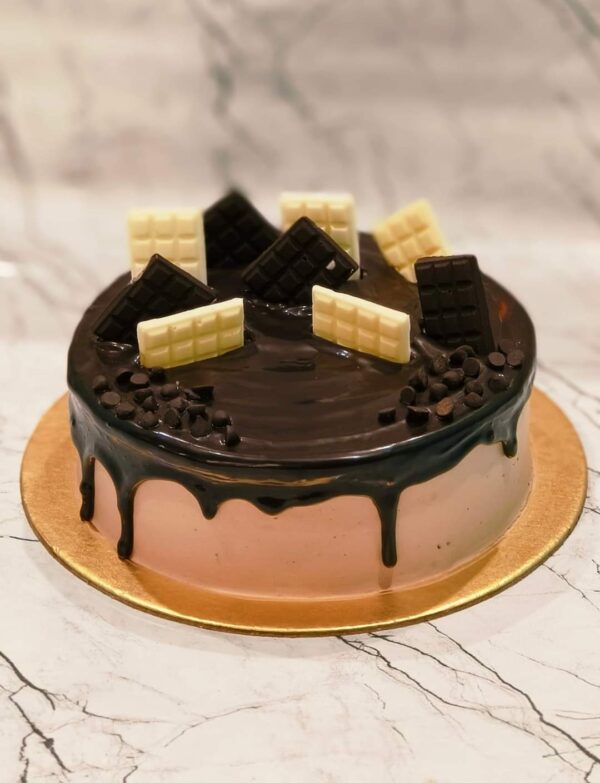 1kg Chocolate Drip Cake with White Chocolate Toppers
