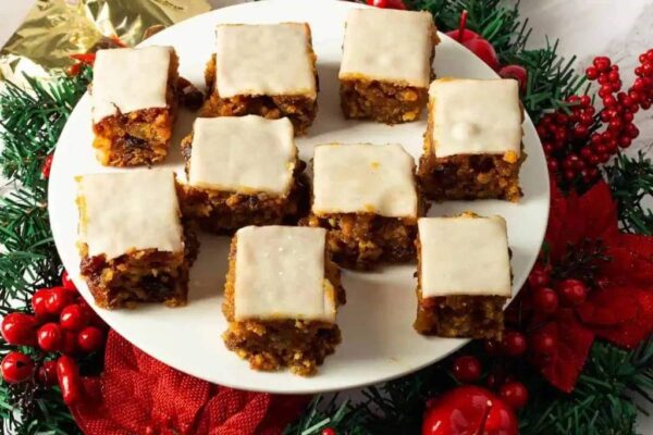 Christmas Fruit Cake Bites with Icing